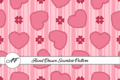 Heart &amp; Flower Seamless Pattern | Heart Digital Paper Product Image 1