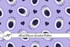 Blackberry &amp; Heart Seamless Pattern | Fruit Digital Paper Product Image 1