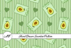 Avocado &amp; Heart Seamless Pattern | Fruit Digital Paper Product Image 1