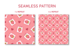 Strawberry &amp; Heart Seamless Pattern | Fruit Digital Paper Product Image 2