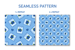 Blueberry &amp; Heart Seamless Pattern | Fruit Digital Paper Product Image 2
