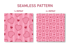 Heart Stripe Seamless Pattern | Heart Digital Paper Product Image 2