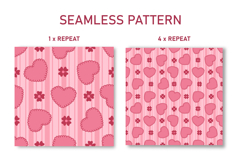 Heart &amp; Flower Seamless Pattern | Heart Digital Paper Product Image 2