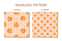 Summer Peach Seamless Pattern | Fruit Digital Paper Product Image 2