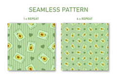 Avocado &amp; Heart Seamless Pattern | Fruit Digital Paper Product Image 2