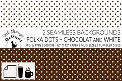 Seamless pattern polka dots chocolat brown white minimalist art scrapbooking sublimation mugs tumblers