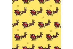 Seamless pattern santa claus rides a flying chariot deer Product Image 1