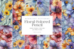 Floral Colored Pencil Seamless Patterns Bundle Product Image 2