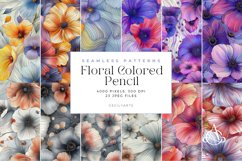 Floral Colored Pencil Seamless Patterns Bundle Product Image 4