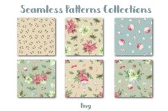 Seamless Patterns Christmas Poinsettia Flowers 