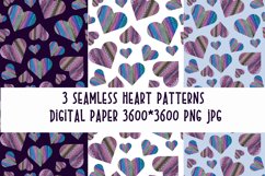 Seamless patterns hearts watercolor
