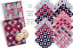 Seamless Patterns Made of Hearts Digital Paper Set of 12 PNG