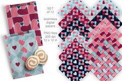Seamless Patterns Made of Hearts Digital Paper Set of 12 PNG