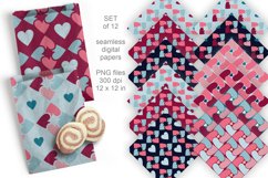 Seamless Patterns Made of Hearts Digital Paper Set of 12 PNG