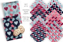 Seamless Patterns Made of Hearts Digital Paper Set of 12 PNG