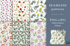 Seamless watercolor patterns of flowers and berries Product Image 1