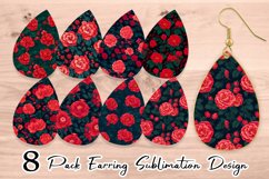 Patterns Red Floral Earring teardrop sublimation design Product Image 1