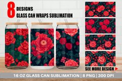 Glass Can Wraps Patterns Red Floral Product Image 1