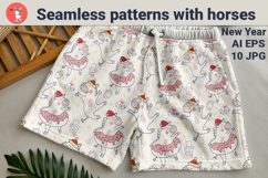 Seamless patterns with horses. New Year Product Image 1