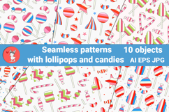 Seamless patterns with lollipops and candies Product Image 1