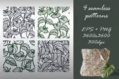 Seamless patterns with silhouettes of leaves and flowers Product Image 1