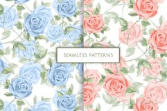 Watercolor floral seamless patterns with roses Product Image 1