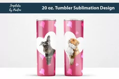 Seamless Pink Heart Photo Tumbler Design for Sublimation
