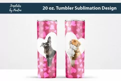 Seamless Pink Heart Photo Tumbler Design for Sublimation