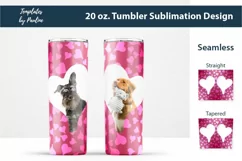 Seamless Pink Heart Photo Tumbler Wrap for Sublimation