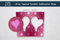 Seamless Pink Heart tapered Photo Tumbler Wrap for Sublimation