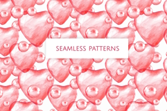 Seamless Pink Hearts and Pearls Pattern Product Image 2