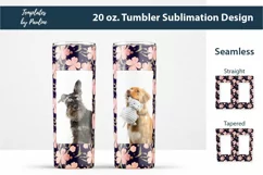 Seamless Pink Leaf Sublimation Wraps for 20 oz Skinny Photo Tumbler