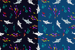 Seamless pattern shark jaws fish backdrop Color Background Product Image 2