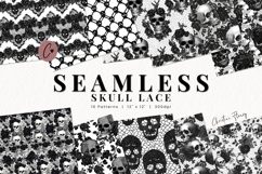 Seamless Halloween Skull Lace Digital Paper Product Image 1
