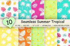 Seamless Summer Tropical Pattern, Watercolor Digital Paper Bundle Pack, Printable Scrapbook Paper, Exotic Floral Leaf Design Collection
