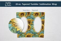 Seamless Sunflower Sublimation Wrap for tapered 20 oz Skinny Photo Tumbler
