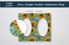 Seamless Sunflower Sublimation Wrap for straight 20 oz  Skinny Photo Tumbler 
