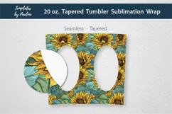 Seamless Sunflower Sublimation Wrap for tapered 20 oz  Skinny Photo Tumbler 