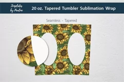 Seamless Sunflower Oval Picture Sublimation Design for tapered 20 oz skinny tumbler