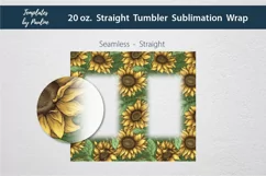Seamless Sunflower rectangle Photo Sublimation Wrap for straight 20 oz skinny tumbler