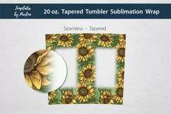 Seamless Sunflower vertical Photo Sublimation Wrap for tapered 20 oz skinny tumbler