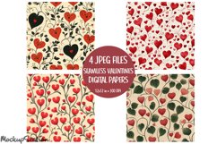 Hearts Junk Journal Pages |Seamless Valentines Digital Paper Product Image 1