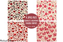 Hearts Junk Journal Pages |Seamless Valentines Digital Paper Product Image 1