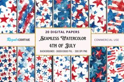 Seamless Watercolor 4th of July Digital Paper Bundle Product Image 1