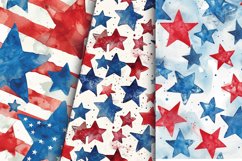 Seamless Watercolor 4th of July Digital Paper Bundle Product Image 5