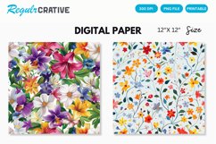 Watercolor Blooms Seamless Digital Paper, Blooms Pattern Product Image 1