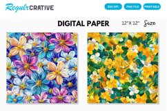 Watercolor Blooms Seamless Digital Paper, Blooms Pattern Product Image 1