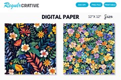 Watercolor Blooms Seamless Digital Paper, Blooms Pattern Product Image 1