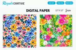 Watercolor Blooms Seamless Digital Paper, Blooms Pattern Product Image 1