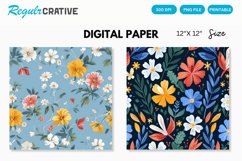 Watercolor Blooms Seamless Digital Paper, Blooms Pattern Product Image 1